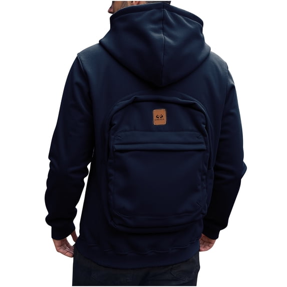 Men's Fleece Hooded Jacket Zipper Solid Color Thickened Warm Winter Outerwear Coats with Pockets