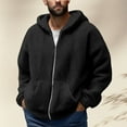 thumbnail image 1 of Men's Fleece Hooded Jackets Winter Zip up Thicken Warm Coats Long Sleeve Fuzzy Soft Comfy Outerwear with Pockets New Outerwear for Men Black XXL, 1 of 5