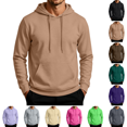 thumbnail image 1 of Men's Fleece Hooded Sweatshirt Fashion Casual Comfy Long Sleeves Pullover Fall Winter Warm Drawstring Pure Color Pullover Camel 3XL, 1 of 6