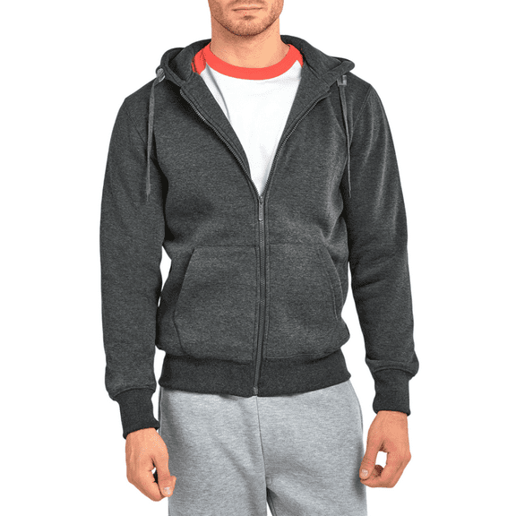 Men's Fleece Hoodie Heavyweight Cotton Full Zip with Pockets S-3XL Sweatshirt Tops Regular Big & Tall Long Sleeve Solid Menswear Sweaters Casual Plain
