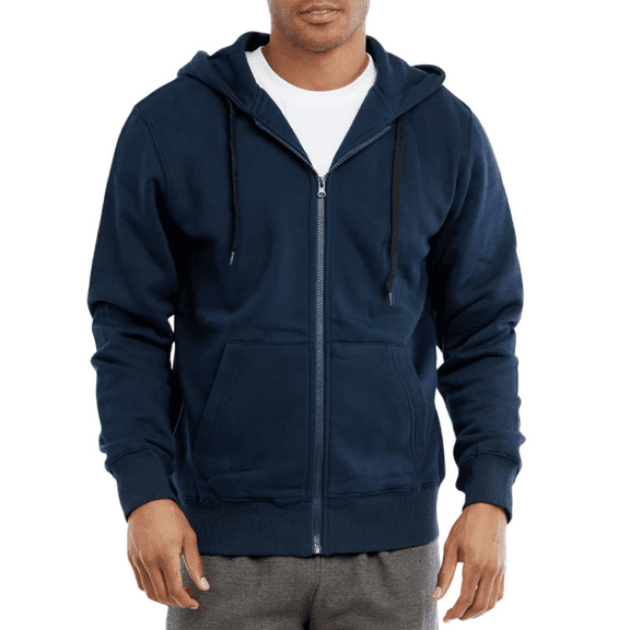 Men's Fleece Hoodie Heavyweight Cotton Full Zip with Pockets S-3XL Sweatshirt Tops Regular Big & Tall Long Sleeve Solid Menswear Sweaters Casual Plain