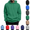 thumbnail image 1 of Men's Fleece Hoodie Stylish Long Sleeve Drawstring Hooded Sweatshirt Fall Winter Thermal Casual Pullover With Pocket Green 3XL, 1 of 8