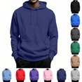 thumbnail image 1 of Men's Fleece Hoodie Stylish Long Sleeve Drawstring Hooded Sweatshirt Fall Winter Thermal Casual Pullover With Pocket Navy S, 1 of 8