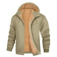 thumbnail image 1 of Men's Fleece Hoodie Winter Zip Up Sweatshirt Sherpa Lined Jacket Heavyweight Hoodies Pullover Warm Coat Hooded Outwear, 1 of 7