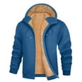 thumbnail image 1 of Men's Fleece Hoodie Winter Zip Up Sweatshirt Sherpa Lined Jacket Heavyweight Hoodies Pullover Warm Coat Hooded Outwear, 1 of 7