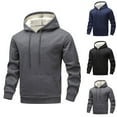 thumbnail image 1 of Men's Fleece Hoodies Long Sleeve Sherpa Lined Hooded Sweatshirt Drawstring Casual Pullover Fall Outfits With Pocket, 1 of 5