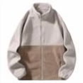 thumbnail image 1 of Men's Fleece Jacket Classic Full Zip Stand Collar Lightweight Casual Soft Warm Coats with Zipper Pocket (L, Beige), 1 of 6
