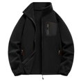 thumbnail image 1 of Men's Fleece Jacket Winter Coat Lightweight Zip Up Soft Warm Long Sleeve Mock Neck Windbreaker Coats with Pockets, 1 of 6