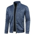 thumbnail image 1 of Men’s Fleece Jacket with Zipper Pockets No Hooded Full Zip Lightweight Warm Long Sleeve Coat Solid Color Soft Casual Sport Coats Fashionable Breathable Spring Fall Jacket, 1 of 4