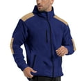 thumbnail image 1 of Men's Fleece Jacket with Contrast Panels, Full Zip, Warm and Comfortable for Outdoor Activities, Navy Blue, 1 of 5