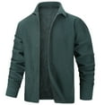 thumbnail image 1 of Men's Fleece Jackets Button Down Shacket Tops Solid Color Lapel Collar Long Sleeve Fall Casual Outerwear (2XL, Green), 1 of 4
