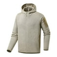 thumbnail image 1 of Men's Fleece Jackets Fall Winter Warm Thick Hooded Jackets Soft Comfort Thermal Coat Khaki XXXXXL, 1 of 6