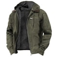 thumbnail image 1 of Men's Fleece Jackets Full Zip Lightweight Outdoor Hiking Jackets Winter Coats Army Green L, 1 of 4