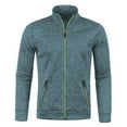 thumbnail image 1 of Men's Fleece Jackets Lightweight Stand Collar Jacket Soft Windproof Casual Sport Jacket with Zipper Pockets Full Zip Solid Color Long Sleeve Spring Fall Jacket, 1 of 3