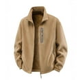 thumbnail image 1 of Men's Fleece Jackets Sherpa Lined Full Zip Sweatshirts Mock Neck Zip Swearer Casual Long Sleeve Tops with Zipper Pockets (4XL, Khaki), 1 of 4