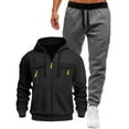 thumbnail image 1 of Men's Fleece Lined 2PC Sweatsuits Long Sleeve Zip Up Hoodie Jacket Elastic Waist Cuffed Joggers Loungewear Set with Pockets Black L, 1 of 6