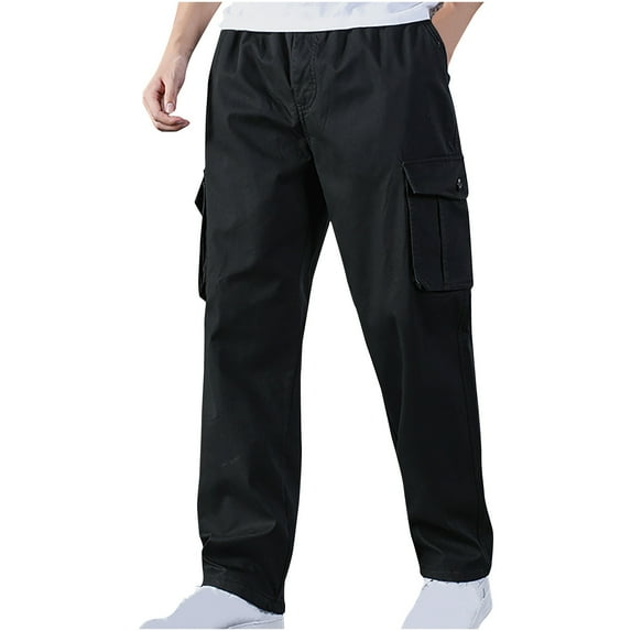 Men's Fleece Lined Cargo Pants Big and Tall Winter Warm Sweatpants Multi Pockets Joggers Outdoor Thermal Trousers