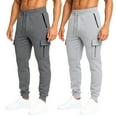 thumbnail image 1 of Men's Fleece Lined Cargo Tech Joggers 2-Pack, 1 of 9