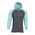 thumbnail image 1 of Men's Fleece Lined Colorblock Hooded Pullover Long Sleeve Drawstrings Tops Aqua Small, 1 of 1