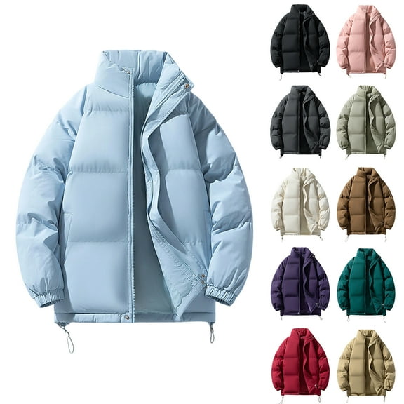 Men's Fleece-Lined Down Cotton Jacket - Loose with Zip Pockets, Warm, Casual & Versatile for Autumn Winter Daily Wear, Outdoor Activities, and Christmas Gifts,Purple,L