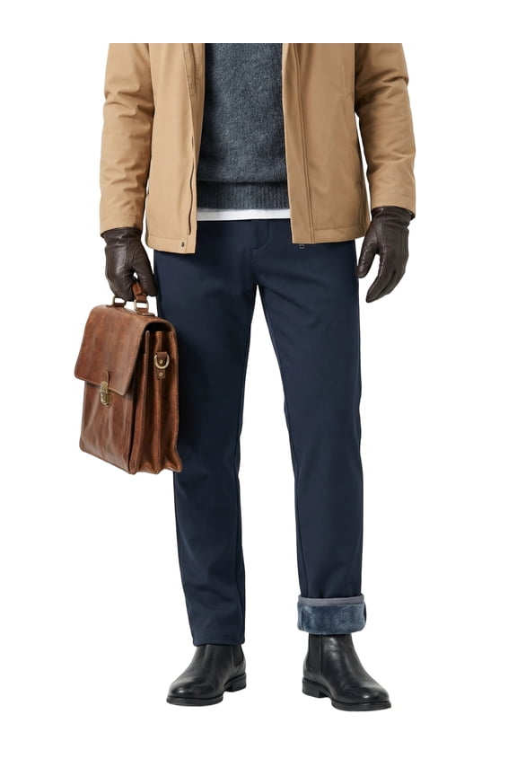 Men's Fleece Lined Dress Pants Winter Warm Thermal Business Casual Chinos Stretchy Cotton Work Trousers (Black, Navy, Grey, Khaki)