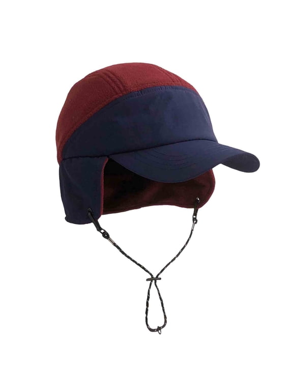 Men’s Fleece Lined Earflap Baseball Cap Trooper Trapper Hat with Visor Color Block Design Warm Winter Sports Hat for Outdoor and Casual Wear
