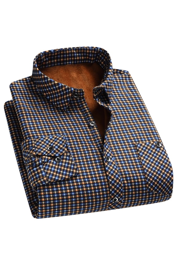 Men's Fleece-Lined Flannel Shirt Warm Plaid Button-Down Long Sleeve Winter Business Casual Shirt Thermal Lining Office Appropriateirt Thermal Lining Office Appropriate Fall Winter Layering Essential
