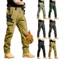 thumbnail image 1 of Men's Fleece Lined Hiking Cargo Pants - Winter Insulated Tactical Warming Trousers, Snow Ski Safari Pants with Deep Utility Pockets (No Belt Included) Khaki XL, 1 of 5