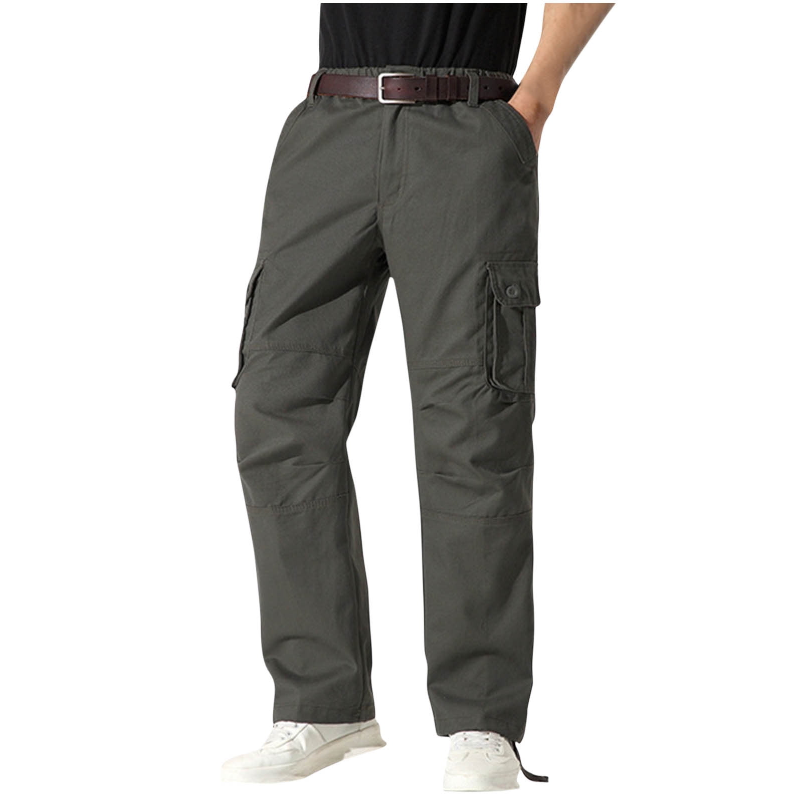 Men's Fleece Lined Hiking Cotton Cargo Pants,Winter Insulated Work ...