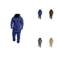 thumbnail image 1 of Men's Fleece Lined Hooded Jumpsuit, Zip Up One Piece, Pure Color, Splicing Casual, 1 of 9