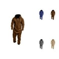 thumbnail image 1 of Men's Fleece Lined Hooded Jumpsuit, Zip Up One Piece, Pure Color, Splicing Casual, 1 of 9