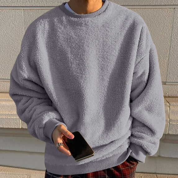 Men's Fleece-Lined Hoodie - Cozy Winter Pullover with Kangaroo Pocket