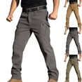 thumbnail image 1 of Men's Fleece Lined Insulated Pants Men's Lined Cargo Hiking Pants With Multiple Pockets Waterproof Skiing Pants Winter Outdoor Equipment Pants Khaki S, 1 of 9