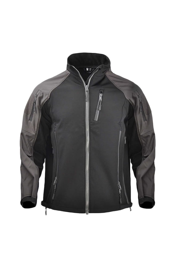 Men's Fleece Lined Jacket Two-Tone Softshell Water Outdoor Jackets with Multi Zipper Arm Chest Pockets Coat Windbreaker Jackets for Men Black 3XL