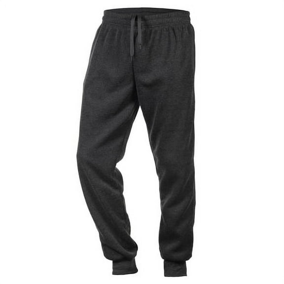 Men's Fleece Lined Jogger Draw String Sweat Pants Running Active Sports 2 Side Pockets (2Xl, Black)