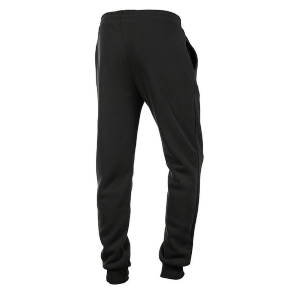 Men's Fleece Lined Jogger Draw String Sweat Pants Running Active Sports 2 Side Pockets (L, Black)