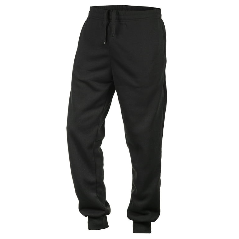 Nikaro Mens Black Athletic Slim Fit Jogger Sweat Pants with Double
