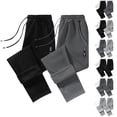 thumbnail image 1 of Men’s Fleece Lined Jogger Pants Zipper Pocket Elastic Waist Loose Fit Winter Sweatpants, 1 of 5