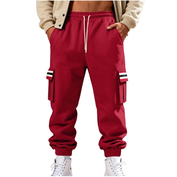 Men's Fleece Lined Joggers Heavyweight Baggy Stretch Plus Size Cargo Sweatpants Cinch Bottom Hiking Outdoor Pant