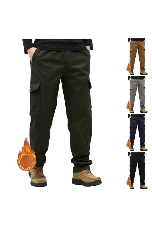 Men's Fleece Lined Loose Fit Sweatpants, Trousers, Joggers, Elastic Waist Drawstring, Thick Warm, Casual Daily, Gym Workout, Hiking, Winter Essentials | HAODEJW,Yellow 2XL