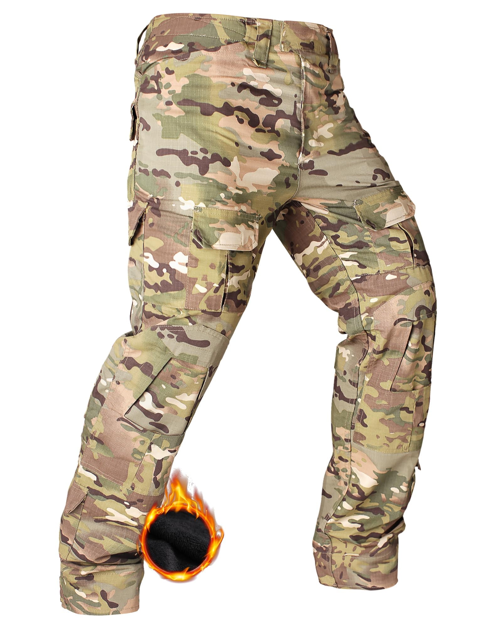 Men's Fleece Lined Outdoors Cargo Pants Waterproof Hiking Pants Casual ...