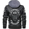 thumbnail image 1 of Men's Fleece Lined PU Leather Jacket with Odin's Son Pattern, Multiple Sizes for Versatile Wear, 1 of 5