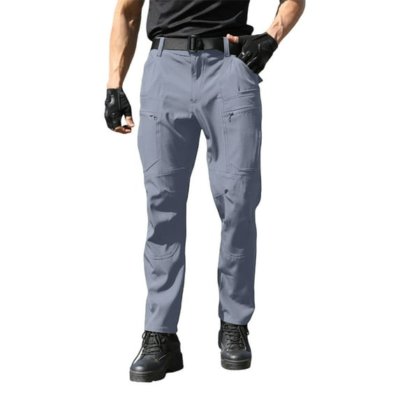 Men's Fleece-Lined Pants | Ripstop, Multi-Pocket Work Pants Waterproof, Zippered Cargo Pants For Hiking, Camping, Fishing & Construction