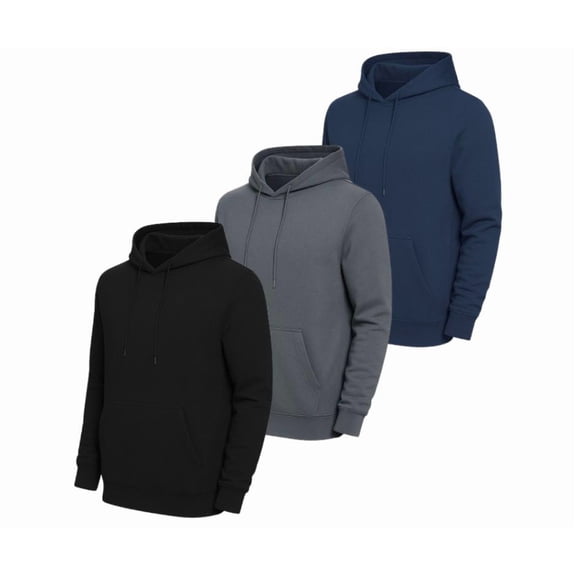 Men's Fleece-Lined Pullover Hoodie Sweatshirts (3-Pack)