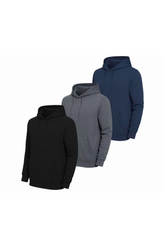 Men's Fleece-Lined Pullover Hoodie Sweatshirts (3-Pack)