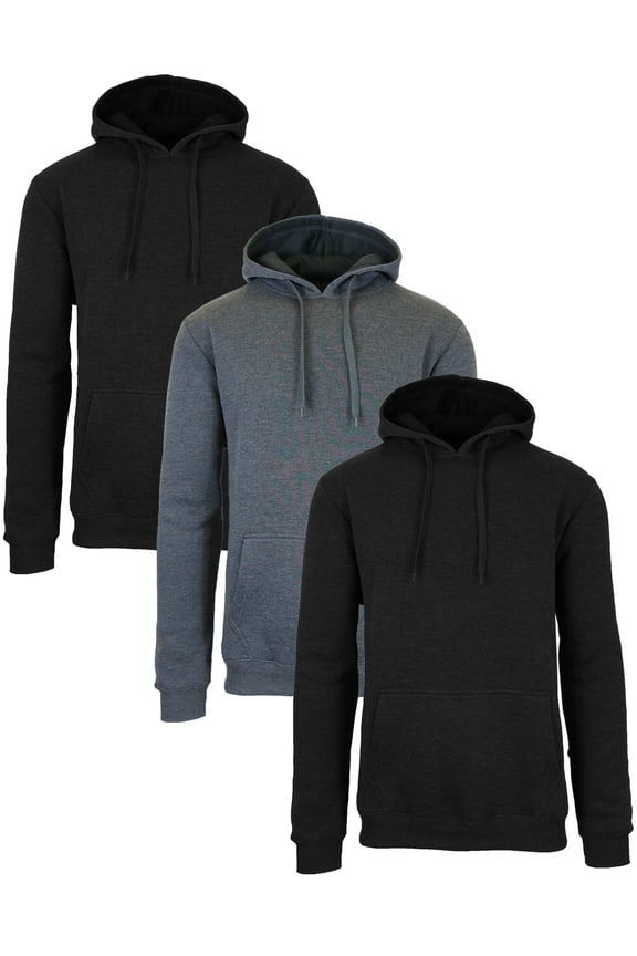 Men's Fleece-Lined Pullover Hoodie Sweatshirts (3-Pack)