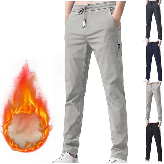 Men's Fleece Lined Sports Pants Elastic Drawstring Waist Stretch Trousers Fall Winter Outdoor Daily Casual Sports Pants with Pockets Gray XXL
