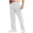 thumbnail image 1 of Men's Fleece Lined Striped Sweatpants - Open Bottom Athletic Gym Lounge Pants,Gray,X-Large, 1 of 7
