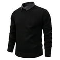 thumbnail image 1 of Men's Fleece Lined Sweater Fake Two Layer Collar Warm Base Shirt Long Sleeve, 1 of 4