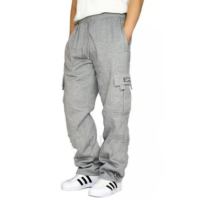 Men’s Fleece Lined Sweatpants Baggy Cinch Bottom Lounge Pants Drawstring  Casual Athletic Joggers with Pockets
